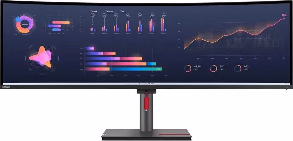 Lenovo P49w-30/ 49" IPS,prohnutý/ 5120x1440/ 32:9/ 350cd/m2 cmd/ 2000:1 / 4ms/ HDMI/ DP/ USB/ RJ45/ VESA/ černý