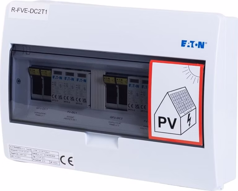 Solarmi DC23 osazený rozvaděč pro fotovoltaiku, 2x svodič, 2x odpojovač, pojistky, 1000V