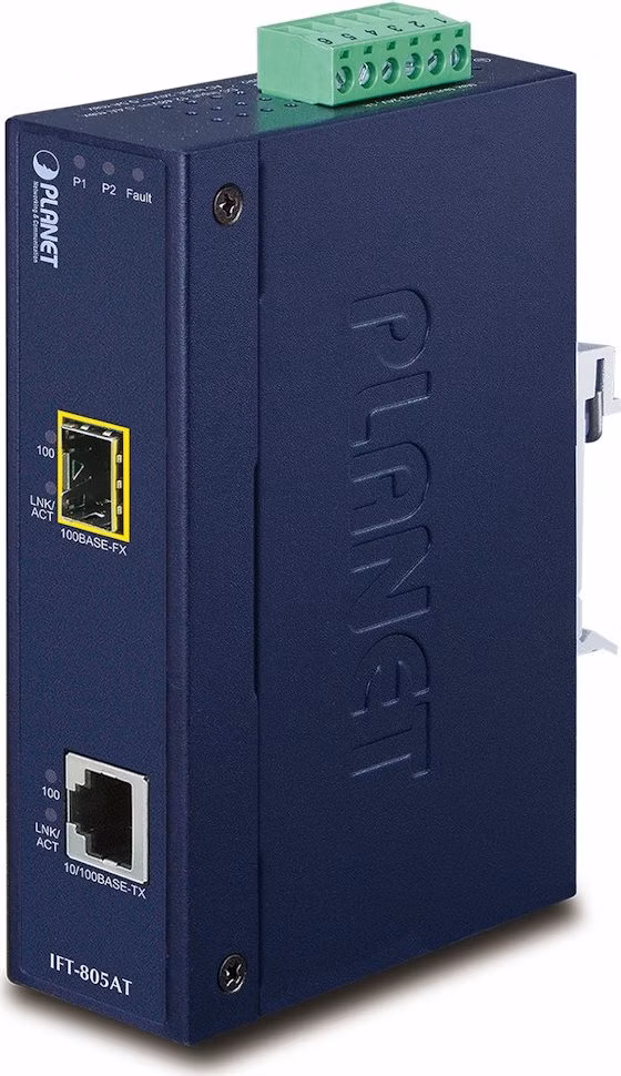 Planet IFT-805AT optický konvertor, SFP, DIN, IP30, -40 až 75 st.C