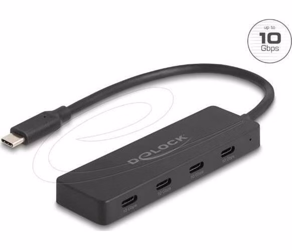 Delock Rozbočovač USB 10 Gbps, USB Type-C™, se 4 x zásuvkami USB Type-C™ černá