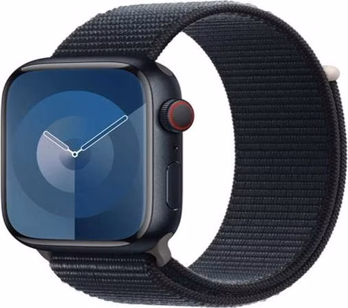 Apple Watch Series 9 Cellular 45mm Temně inkoustový hliník s temně inkoustovým provlékacím řemínkem