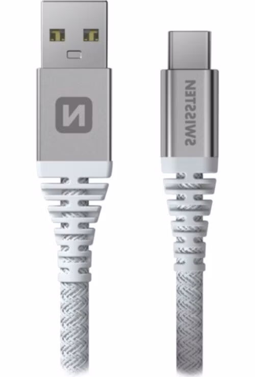 Swissten datový kabel ARAMID REINFORCED - USB / USB-C 1,5 m bílý