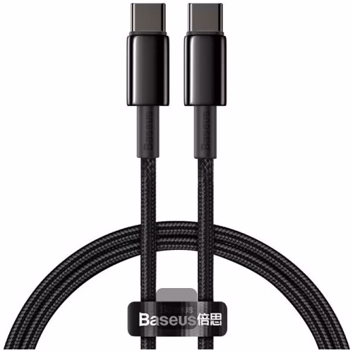 Baseus rýchlonabíjací dátový kábel Tungsten Gold 100W 1m USB-C na USB-C čierny