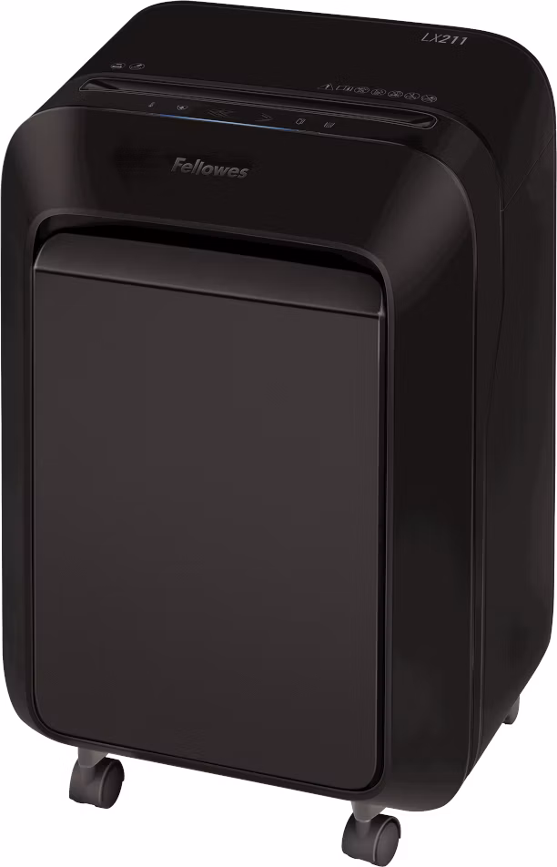 FELLOWES skartovač LX 211/ křížový řez 2x12mm/ objem koše 23 l/ stupeň utajení P-5 (tajné)/ černý