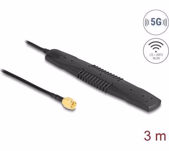 Delock 5G LTE, WLAN Anténa SMA samec 2,5 dBi všesměrová fixní černá samolepící