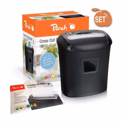 PEACH skartovač Cross Cut Shredder PS500-40, křížový řez, P-4, 21 l poškozený obal