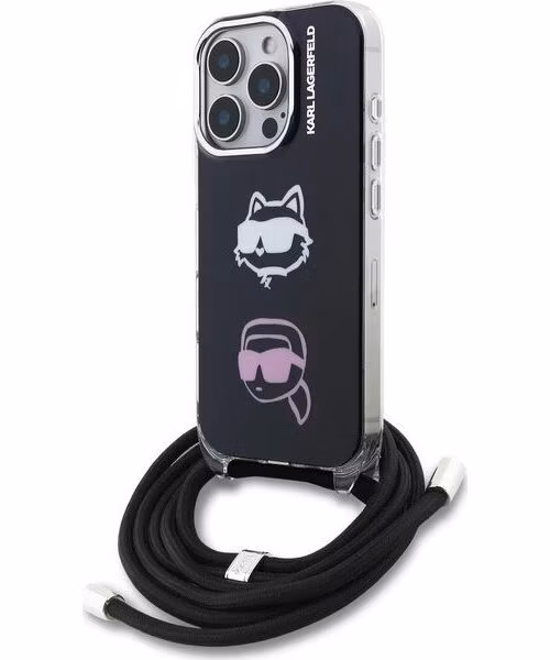 Karl Lagerfeld IML Crossbody K&amp;CH Heads kryt iPhone 16 Pro čierny