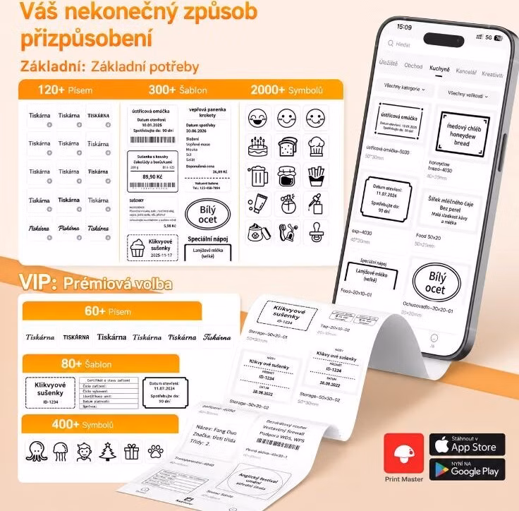 Phomemo Tiskárna štítků A42, černá + role na štítky 90ks (40x30 mm)