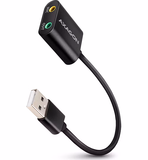 AXAGON ADA-12, USB 2.0 - externá zvuková karta, 48 kHz/16-bit stereo, kovová, kábel USB-A 15 cm