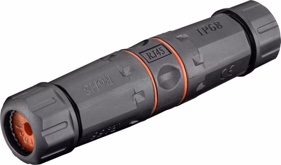 Spojka vodotěsná STP RJ45, Cat5E, Cat6, Cat6A, krytí IP68