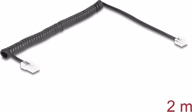 Delock Telefonní kroucený kabel ze zástrčky RJ11 na zástrčku RJ45, černý, 2 m