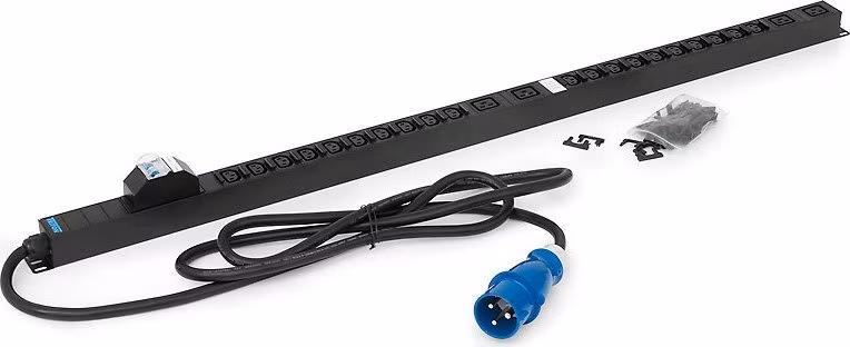 Triton 20xIEC C13 bezp.,4xIEC C19,2x16A jistič,3x6.0mm 3m kabel 32A IEC60309,RAL9005