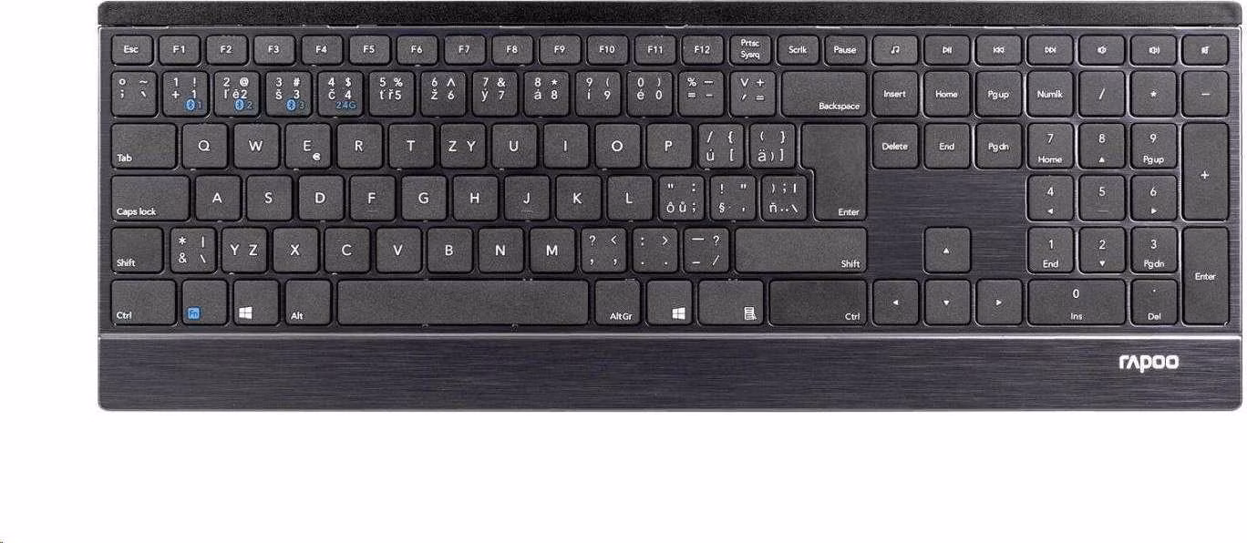 RAPOO klávesnice E9500M Multi-mode Wireless Ultra-slim Keyboard Black