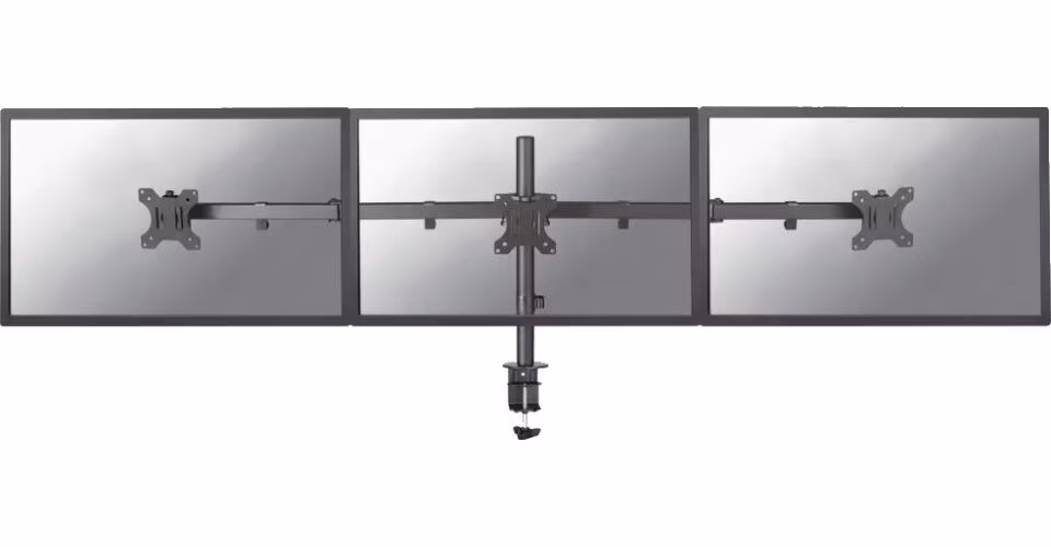 Neomounts FPMA-D550D3BLACK/Držák displeje/na stůl/10-27"/svorka/VESA 100X100/nosn. 3x6kg/3 displeje/černý