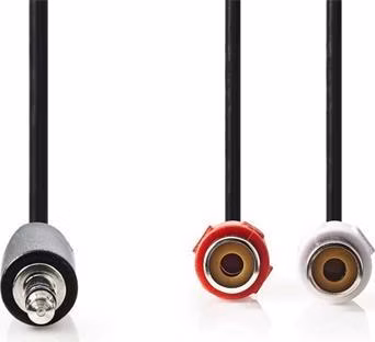 Nedis CAGB22250BK02 - Stereofonní Audio Kabel | 3,5mm Zástrčka - 2x RCA Zásuvka | 0,2 m | Černá barva