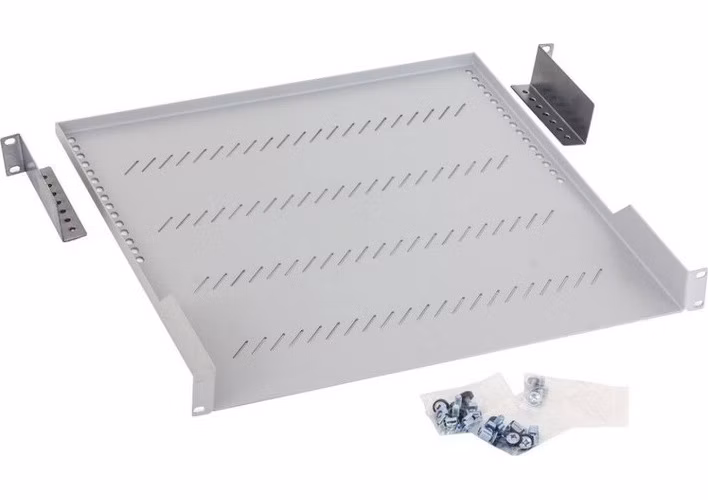 TRITON Regál s perforáciou 19", 1U/450 mm, nosnosť 40 kg, sivý