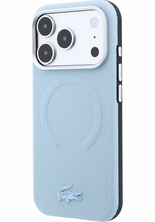 Lacoste PVC Petit Pique Semi Wrap Embossed MagSafe kryt iPhone 18 Pro modrý
