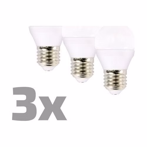 Solight LED žiarovka ECOLUX 3-pack, miniglobe, 6W, E27, 3000K, 450lm, 3ks