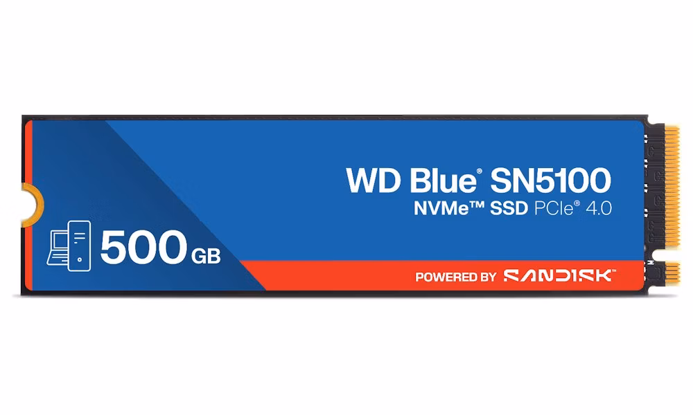 WD Blue SN5100 500GB SSD Powered by SANDISK / NVMe M.2 PCIe Gen4 / Interní / chladič / M.2 2280