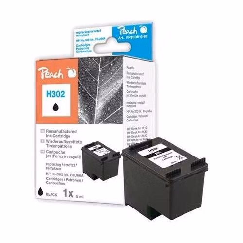 PEACH kompatibilní cartridge HP F6U66A, No 302, black, 6ml