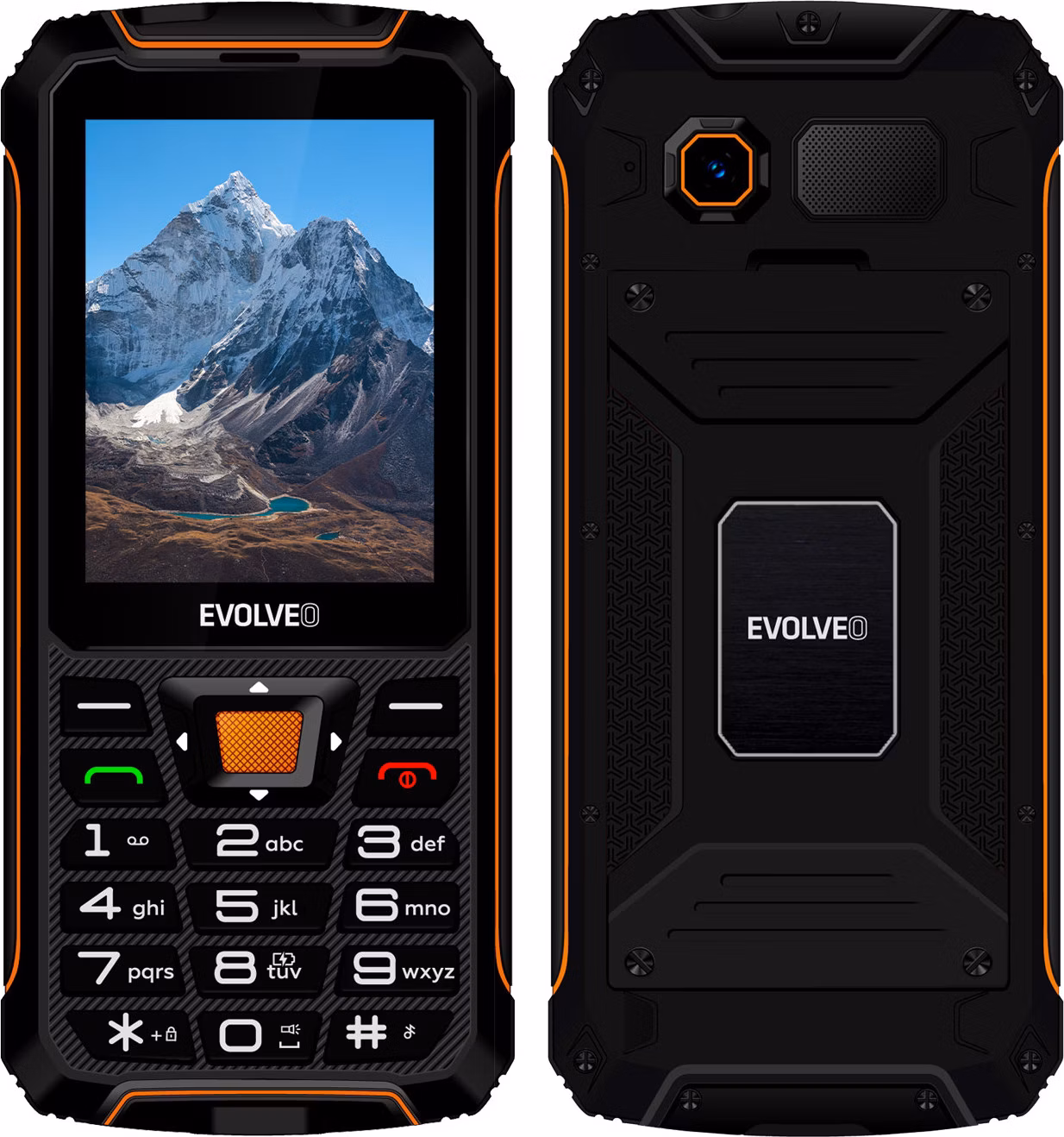 EVOLVEO StrongPhone Z6, IP68 odolný Dual SIM telefon, 2,8"LCD, 4000mAh, Powerbanka, černo-oranžový