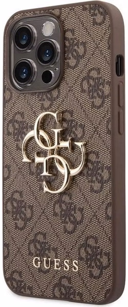Guess PU 4G Metal Logo kryt iPhone 14 Pro Max hnedý