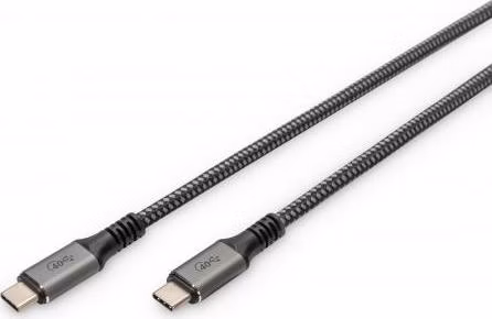 DIGITUS Připojovací kabel USB 4, TypC na TypeC, PP opletení AL-Housing 8K@60Hz, PD3.0, 40Gbits/s, 1m, bl.