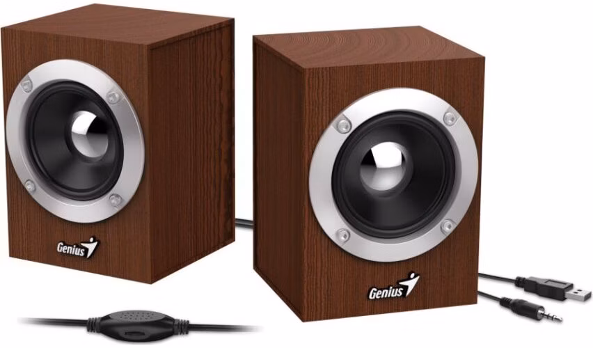 GENIUS repro SP-HF280, 2.0, 6W, USB napájení, 3,5mm jack, dřevěné, hnědé