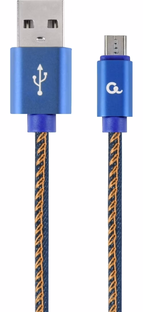 Gembird oplietaný denim USB-A/microUSB kábel 1m