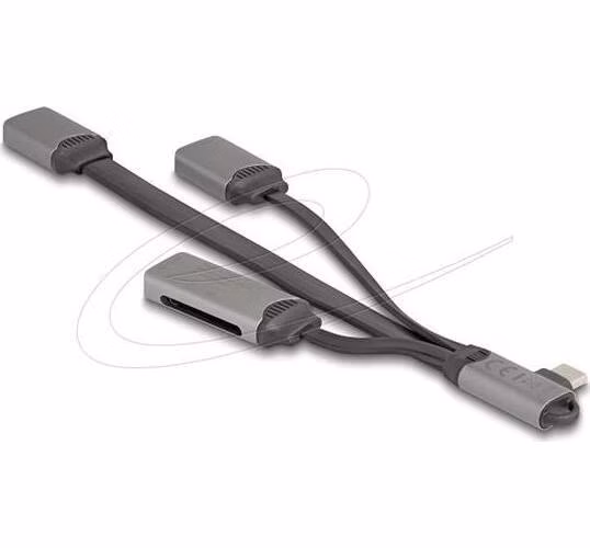 Delock 2portový USB hub včetně čtečky karet SD a Micro SD s konektorem USB Type-C
