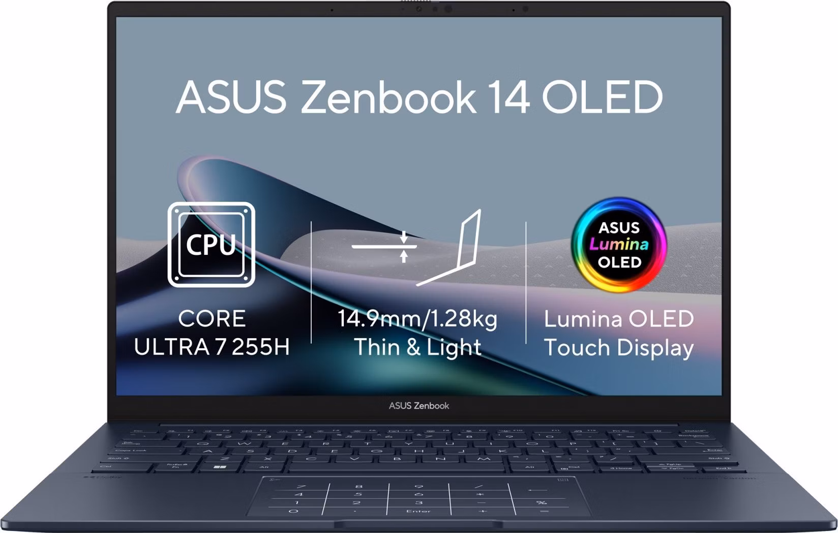 ASUS Zenbook 14 UX3405CA-QL1528W, Ultra 7 255H, 14.0˝ 1920x1200 WUXGA/Touch, UMA, 32GB, SSD 512GB, W11H, modrý