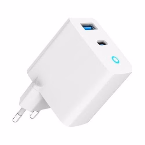 GEMBIRD 2-portová 30W GaN USB rychlonabíječka, LED, bílá