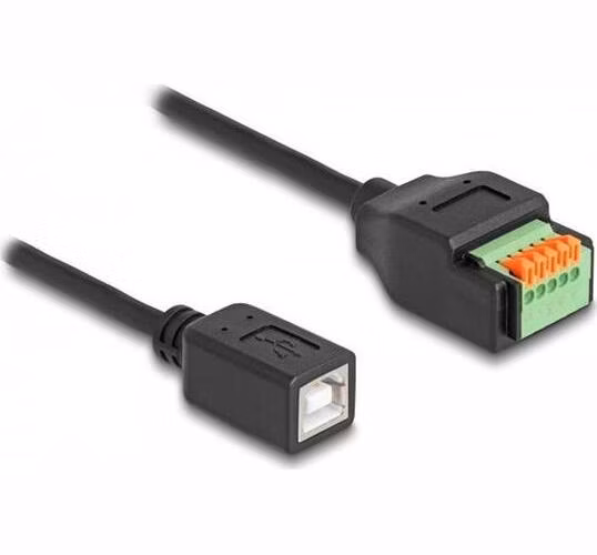 Delock Adaptér kabelu ze zásuvkového konektoru USB 2.0 Typu-B (samice) na svorkovnici, s tlačítkem, 15 cm