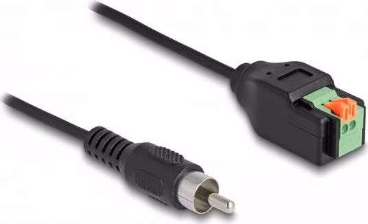 Delock Kabel ze zástrčkového konektoru RCA na svorkovnicový adaptér, s tlačítkem, 15 cm
