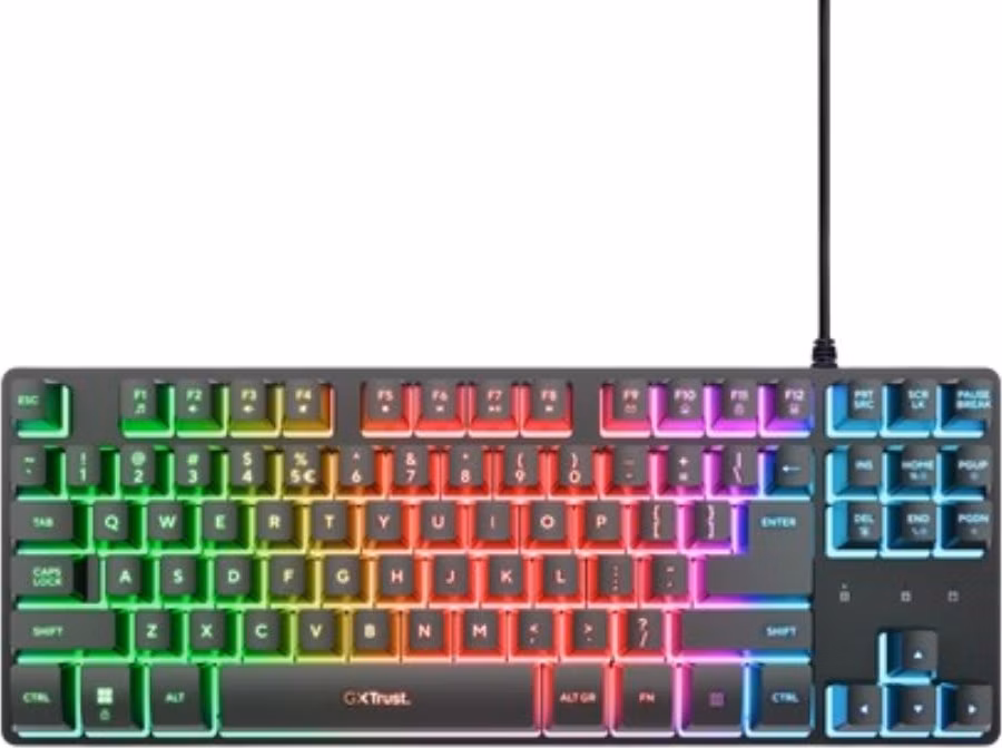 TRUST Klávesnice GXT 833 Thado, Membránová, USB, RGB, černá