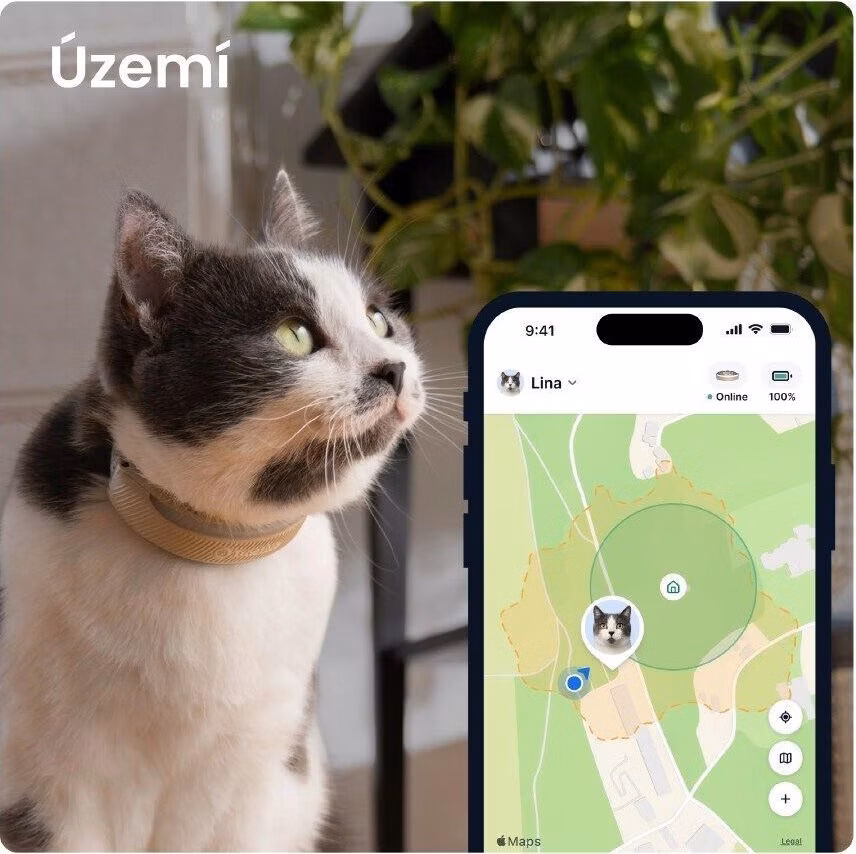 Tractive CAT 6 Mini – chytrý GPS lokátor pro kočky a monitor zdraví s integrovaným obojkem - hnědý