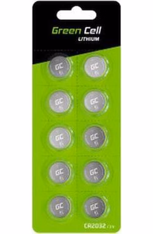 Green Cell Blister 10x Lithium Battery CR2032 3V 220mAh Button