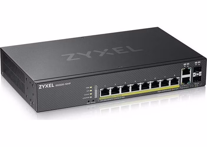 ZyXEL GS2220-10HP 8-port GbE L2 PoE switch, GbE Uplink, NCC Pro pack licence na 1 rok