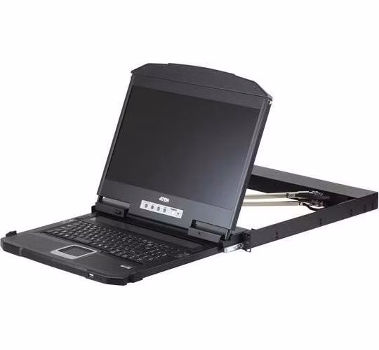 ATEN CL3800NW 1U Ultra Short Depth Dual Rail WideScreen FHD LCD Console (USB / HDMI / DVI / VGA)