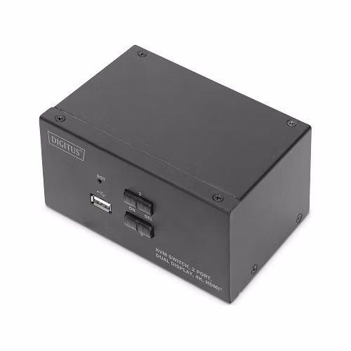 DIGITUS KVM přepínač, 2 porty, dva displeje, 4K, HDMI