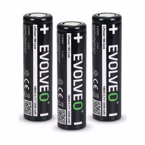 EVOLVEO LiPower 186 Core 2500 – Li-ion baterie 18650 (3.7 V / 2500 mAh) 3ks