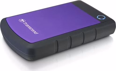 TRANSCEND 4TB StoreJet 25H3P, 2.5”, USB 3.0 (3.1 Gen 1) Externí Anti-Shock disk, tenký profil, černo/fialový