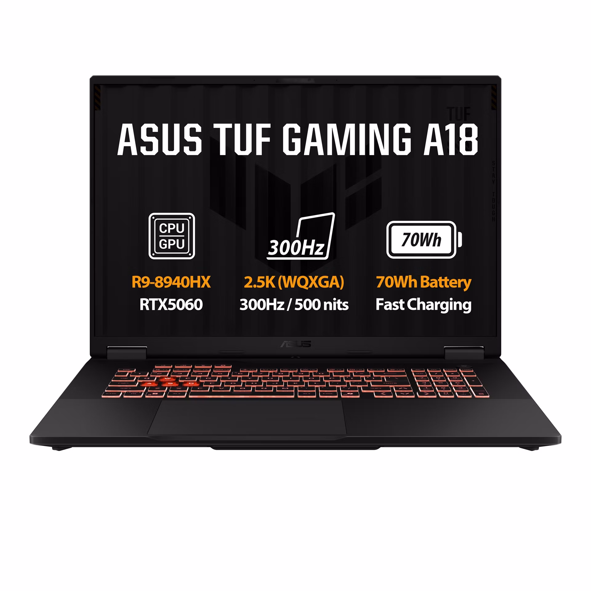 ASUS TUF Gaming A18 FA808PP-TT010WZ, Ryzen 9 8940HX, 18.0˝ 2560x1600 WQXGA, RTX 5070/8GB, 32GB, SSD 1TB, W11H, bez AC ad