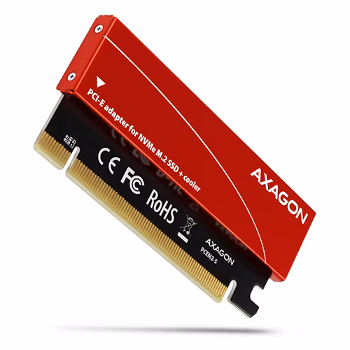 AXAGON PCEM2-S, PCIe x16 - M.2 NVMe M-key slot adaptér, kovový kryt pro pasivní chlazení