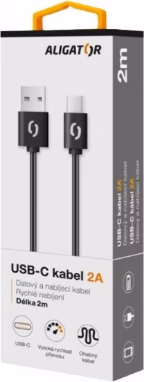 ALIGATOR Dátový kábel 2A USB-C 2 m čierny