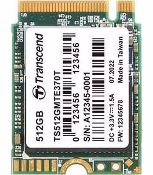 TRANSCEND MTE370T 512GB SSD disk M.2 2230, PCIe Gen3 x4 NVMe 1.3 (3D TLC), 2000MB/s R, 1100MB/s W