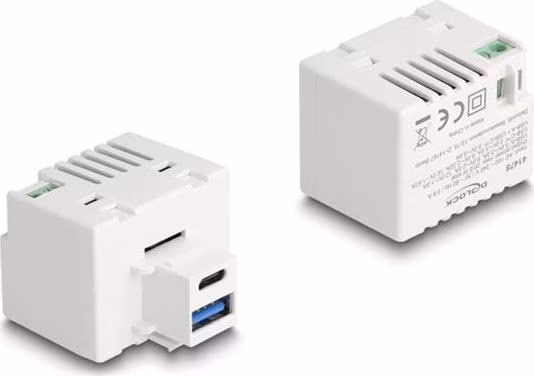 Delock Modul Keystone s nabíjecími porty USB Typ-A a USB Type-C™, PD 20 W, bílý