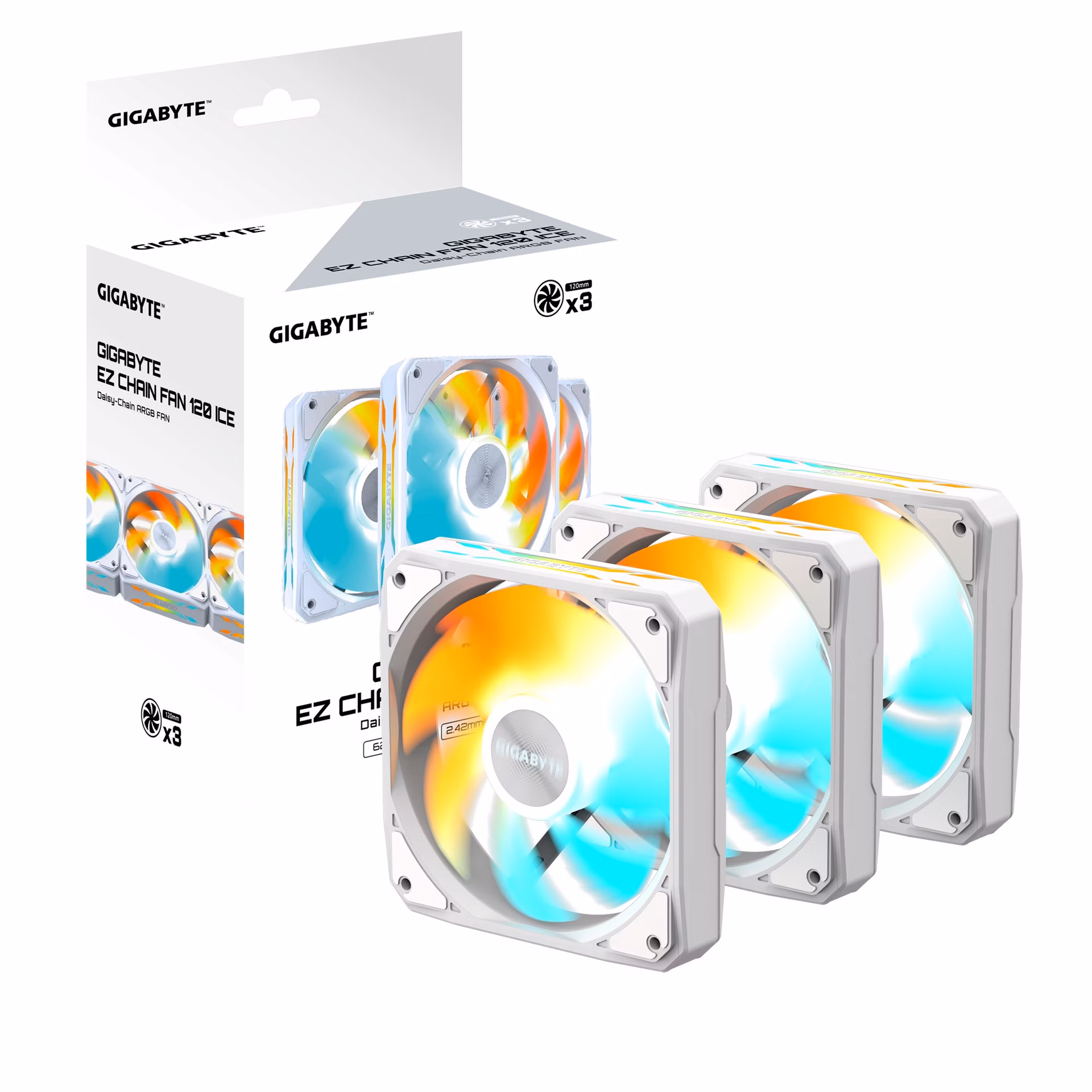 GIGABYTE ventilátor EZ CHAIN FAN 3-PACK, 3x120mm, bílá