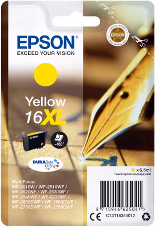 Epson inkoustová náplň/ T1634/ C13T16344012/ Singlepack 16XL DURABrite Ultra Ink/ Žlutá