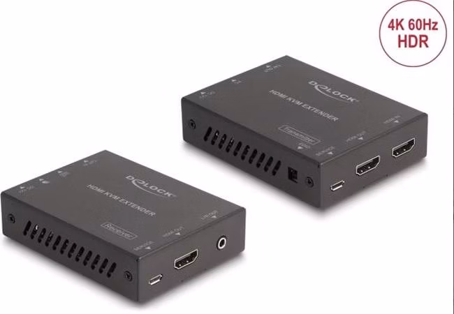 Delock Prodlužovací sada HDMI KVM po kabelu Cat.6, 4K 60 Hz, 70 m